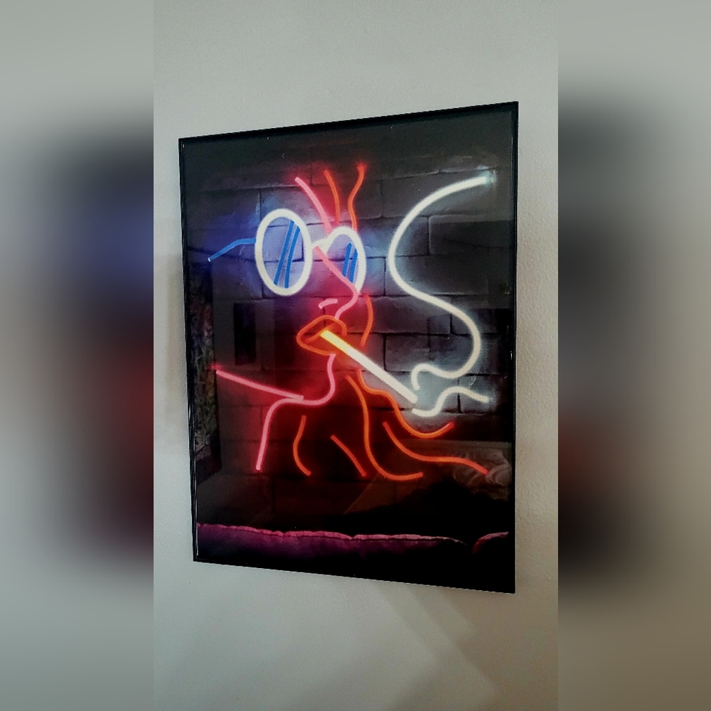 Neon girl smoking